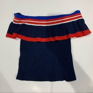 🌈ASOS Bershka Blue ,White and Red  Crop Top